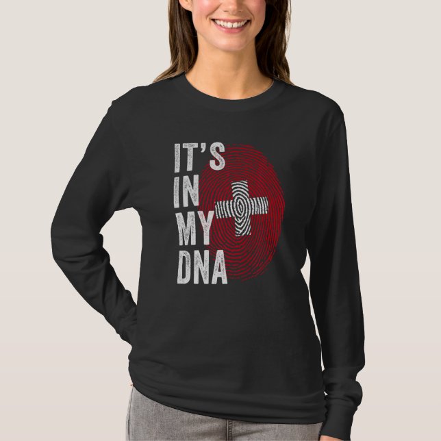 Camiseta Switzerland It's In My DNA Cute Swiss Fingerprint  (Frente)