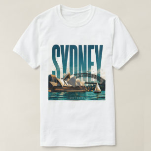 Camiseta Sydney Austrália Pontos Turísticos do Porto e Vida