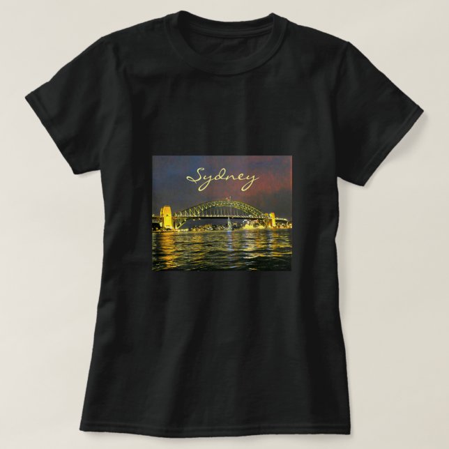 Camiseta Sydney by night Harbor Bridge viagem (Frente do Design)