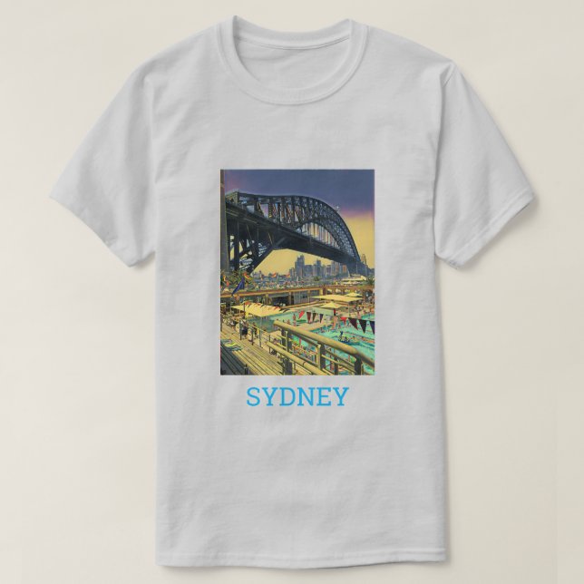 Camiseta Sydney Harbor Bridge viagem art (Frente do Design)