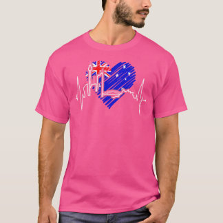 Camiseta Sydney Skyline Coração Australiano Bandeira Amante