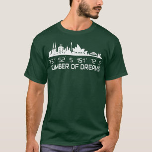 Camiseta Sydney Skyline GPS coordena a cidade da Austrália