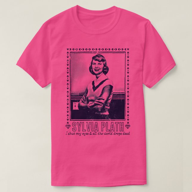 Camiseta Sylvia Plath Retro Fan Art Design 1 (Frente do Design)