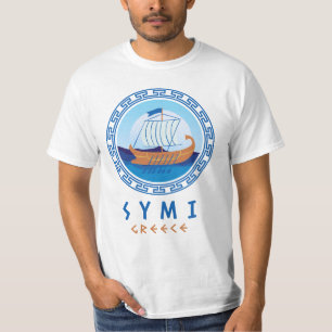 Camiseta Symi, Grécia Design de Navio Grego Masculino