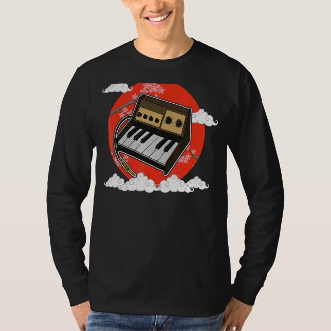 Camiseta Synthesizer Synth - Músicos Eletrônicos do Teclado (Frente)