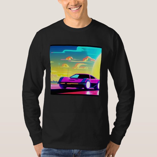 Camiseta Synthwave car outrun retrowave futuresynth sci fi  (Frente)