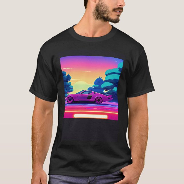 Camiseta Synthwave car outrun retrowave futuresynth sci fi  (Frente)