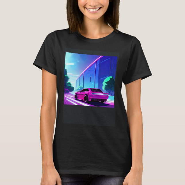 Camiseta Synthwave car outrun retrowave futuresynth sci fi  (Frente)