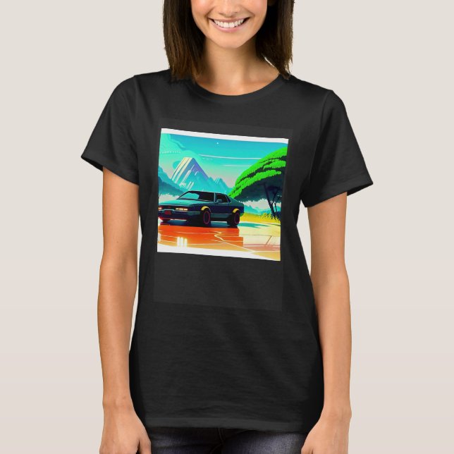 Camiseta Synthwave car outrun retrowave futuresynth sci fi (Frente)
