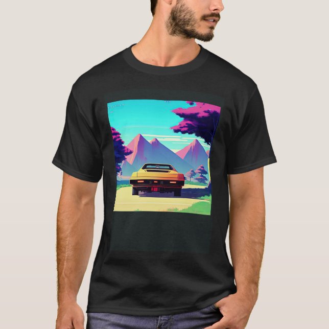 Camiseta Synthwave car outrun retrowave futuresynth sci fi  (Frente)