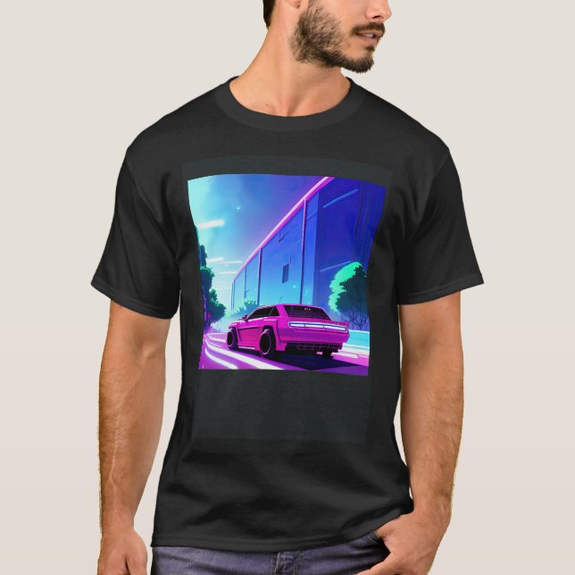 Camiseta Synthwave car outrun retrowave futuresynth sci fi  (Frente)