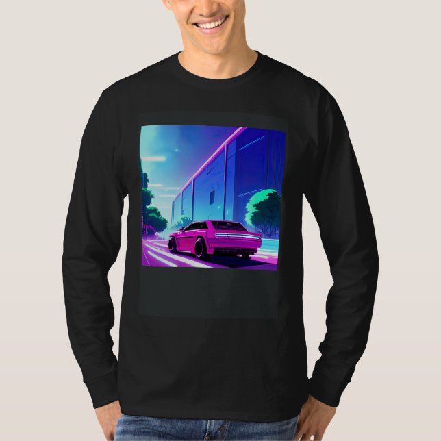 Camiseta Synthwave car outrun retrowave futuresynth sci fi  (Frente)