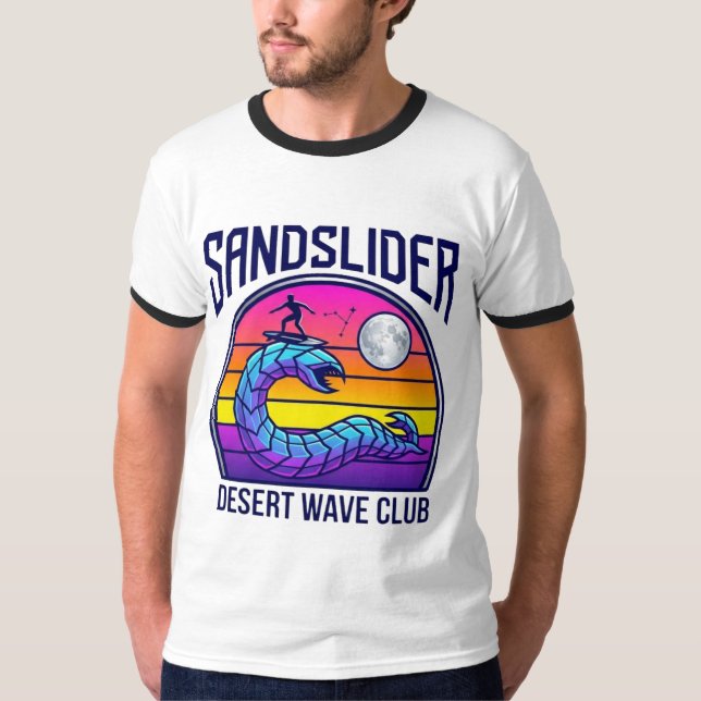 Camiseta Synthwave do Clube de Surf do Verme do De (Frente)