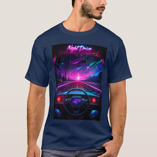 Camiseta Synthwave "Night Drive" (Frente)