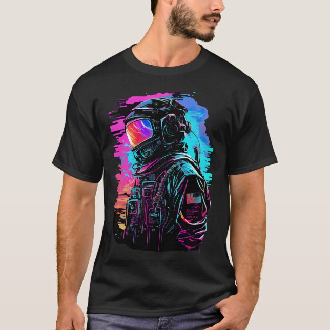 Camiseta Synthwave Retrowave Astronaut Retro Graphic (Frente)