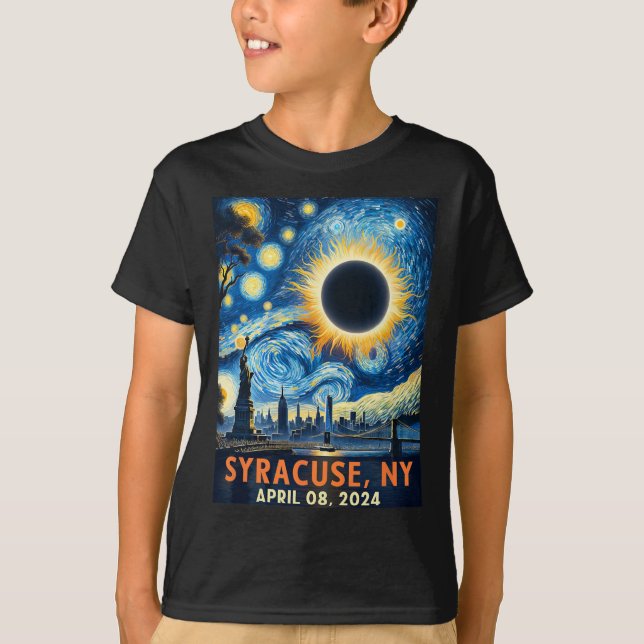 Camiseta Syracuse New York Total Solar Eclipse 2024 Starry (Frente)