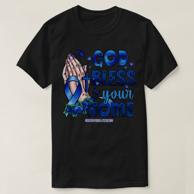 Camiseta Syringomyelia Awarness deus abençoe (Frente do Design)