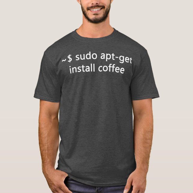 Camiseta Sysadmin Sudo AptGet Instale o Café Linu (Frente)