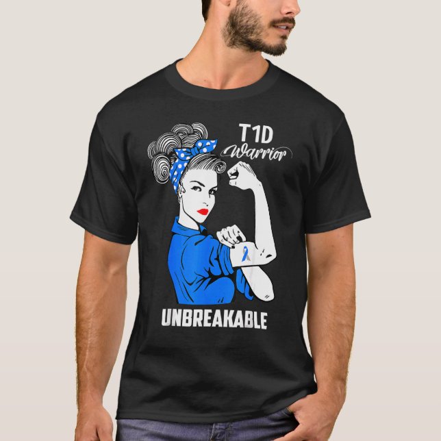Camiseta T1d Guerreiro Orgulhoso Inseparável Mama Diabetes  (Frente)