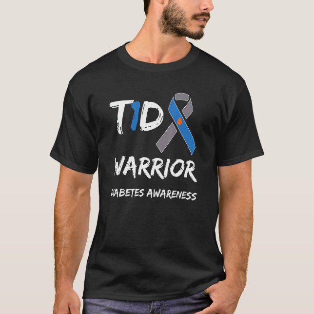 Camiseta T1D Guerreiro Tipo 1 Sensibilização para a Diabete (Frente)