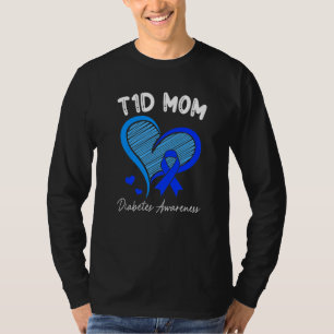 Camiseta T1D Mãe Diabetes Sensibilização Tipo 1 Diabetes Mã