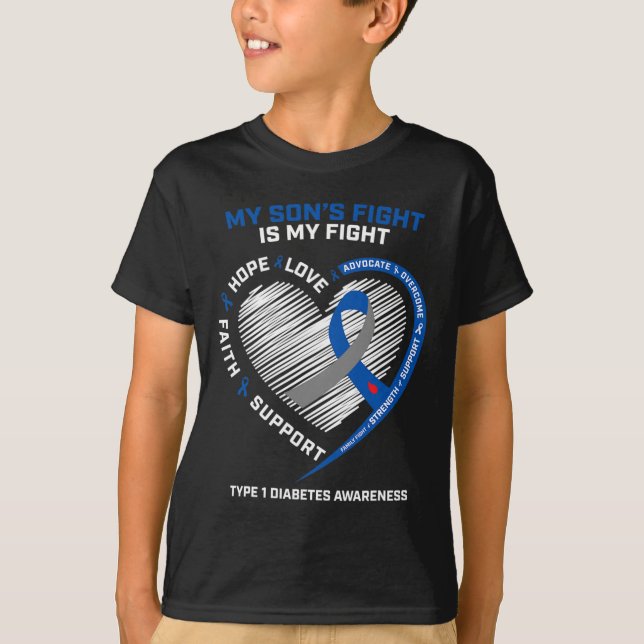 Camiseta T1D Mãe Pai A Luta do Meu Filho Contra a Diabetes  (Frente)