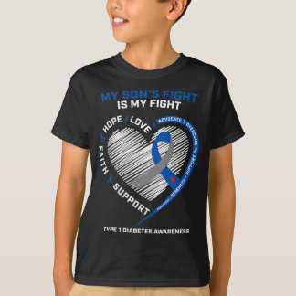 Camiseta T1D Mãe Pai Pais Meu Filho Luta Diabetes Tipo 1