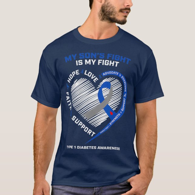 Camiseta T1D Mãe Pai Pais Meus Filhos Luta Tipo 1 (Frente)