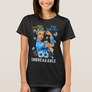 Camiseta T1d Tipo 1 Sensibilização do Guerreiro do Diabetes