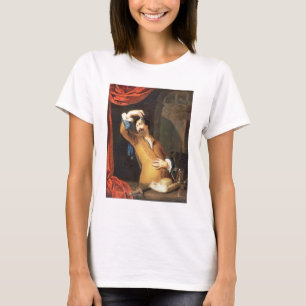 Camiseta T31553 um Cavalier que está em uma janela que
