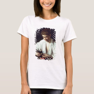 Camiseta T31971 um menino novo que descasca Apple