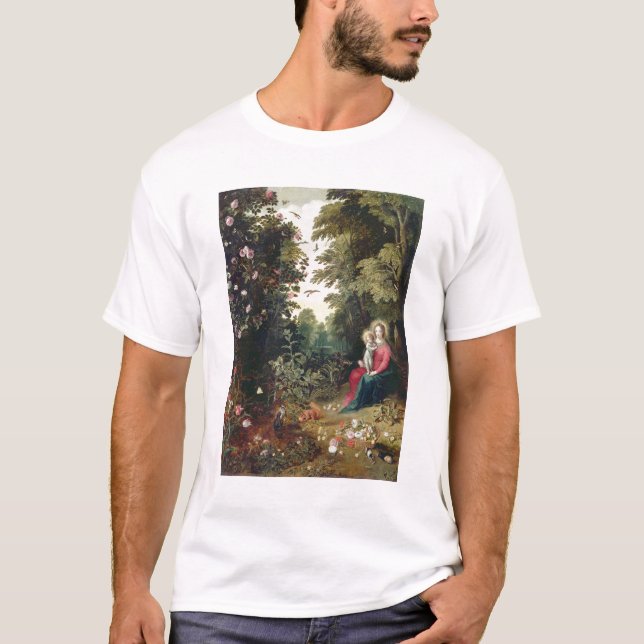Camiseta T32789 Madonna e a criança em uma paisagem (painel (Frente)