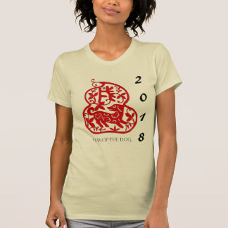 Camiseta T 2018 vermelho da mulher do ano do cão de
