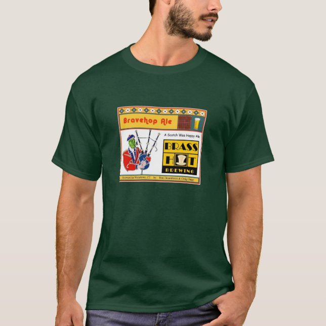 Camiseta T #7 da fabricação de cerveja do chapéu de bronze (Frente)