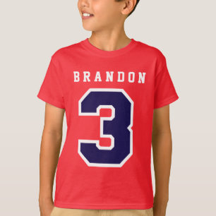 Camiseta T A03 VERMELHO do aniversário de 3 anos do númer