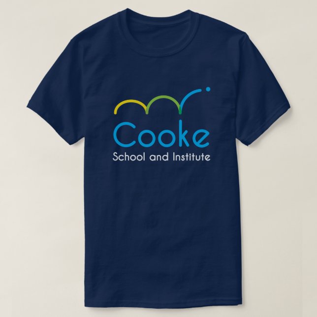 Camiseta T ADULTO do logotipo de Cooke, azul escuro (Frente do Design)