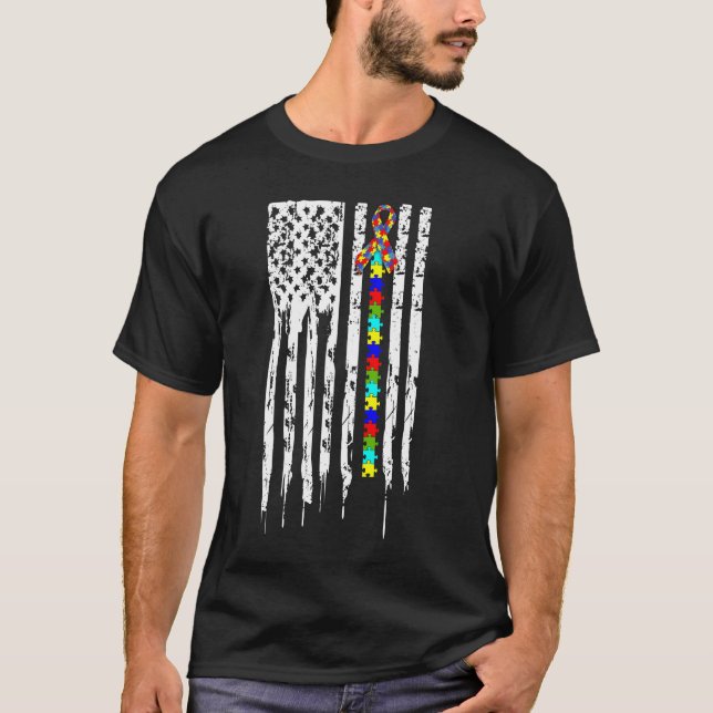 Camiseta T afligido da bandeira americana (Frente)
