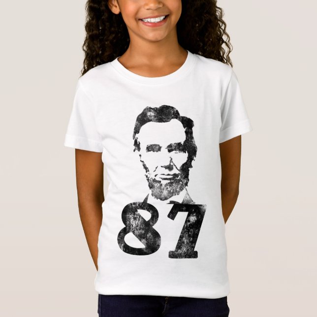 Camiseta T afligido da boneca das meninas de Abe 87 (Frente)