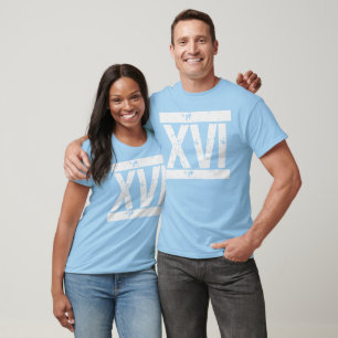 Camiseta T AFLIGIDO do aniversário dos NUMERAIS romanos 16