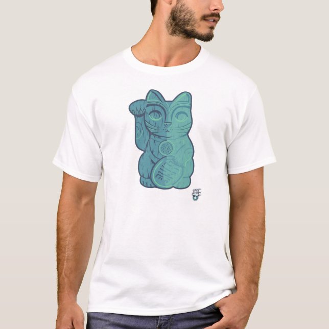 Camiseta T afortunado do gato de Tiki (Frente)