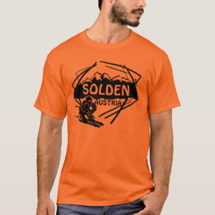 Camiseta T alaranjado da arte do esqui das caras de Solden
