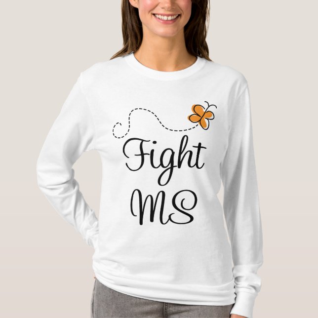 Camiseta T alaranjado do MS da luta da borboleta (Frente)