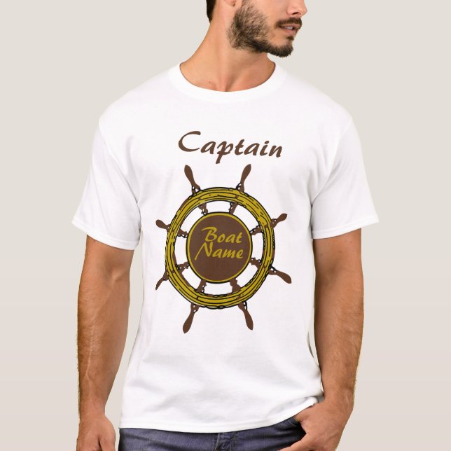 Camiseta T - Anchor do Capitão de Barco Personaliz (Frente)