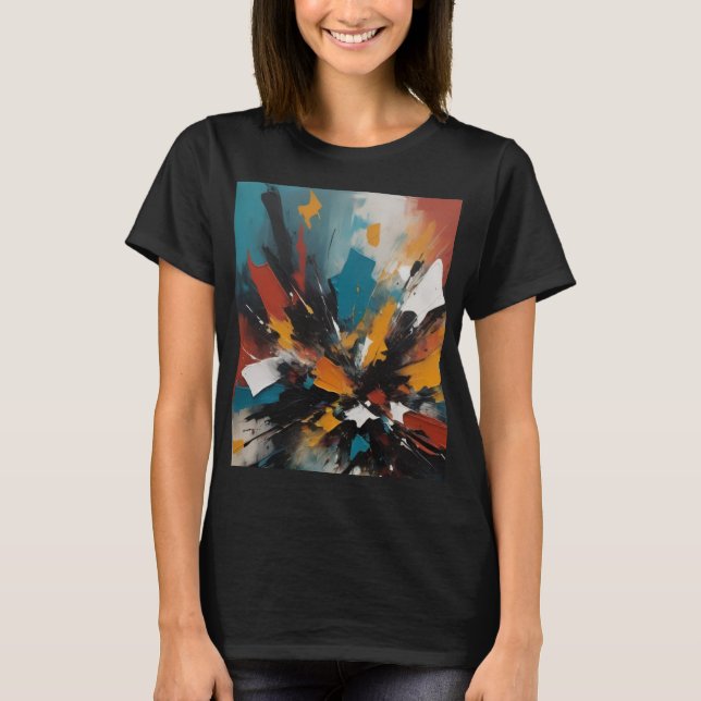 Camiseta T - Arte Abstrata Multicolorida (Frente)