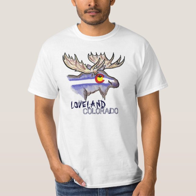 Camiseta T artístico do valor da bandeira dos alces de (Frente)