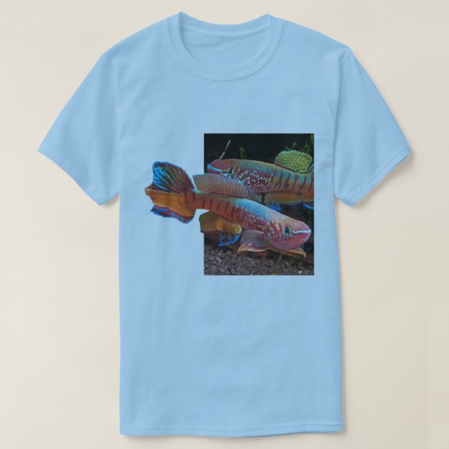 Camiseta T azul básico com Killifish de Gularis (Frente do Design)
