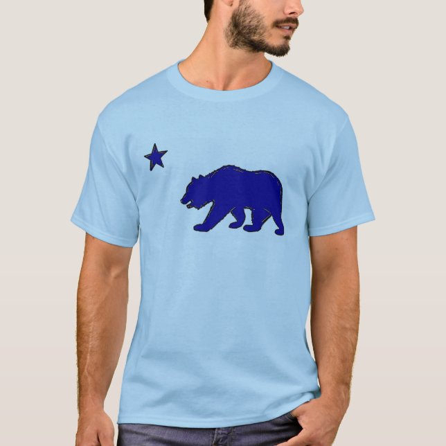 Camiseta T azul das caras do urso do símbolo da bandeira do (Frente)