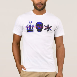 Camiseta T azul do crânio