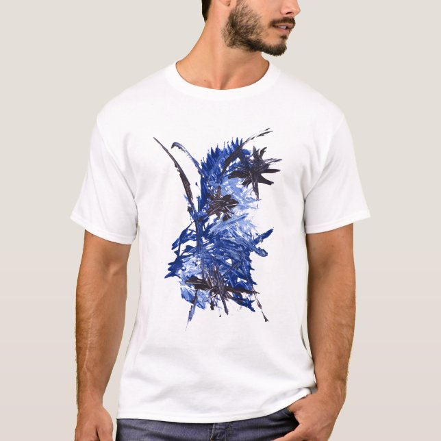 Camiseta T AZUL do SPLATTER da PINTURA (Frente)