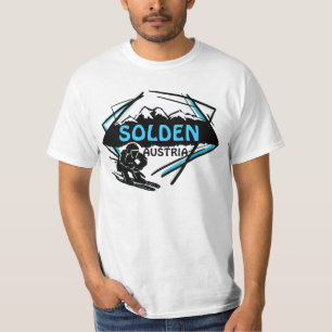 Camiseta T azul do valor da arte do esqui das caras de